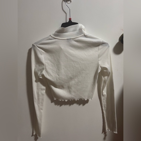 Shein White Collared Long Sleeve Top - Picture 2 of 2